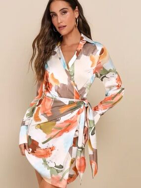 Lulus Watercolor Wrap Dress